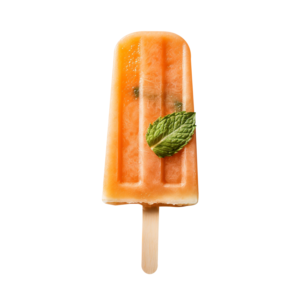 Frozen cantaloupe popsicle isolated on transparent background png
