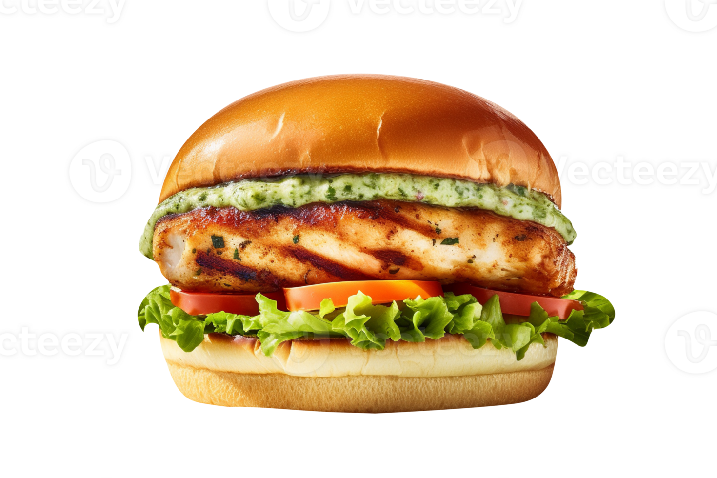 Delicious mouthwatering burger isolated on transparent background png