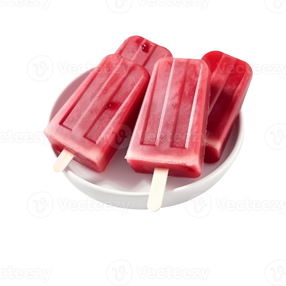 Frozen cherry popsicles isolated on transparent background png