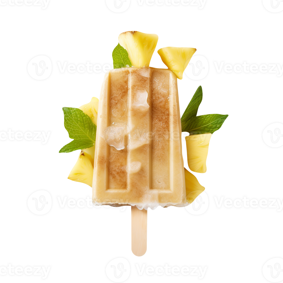 congelé noix de coco ananas popsicle isolé sur transparent Contexte png