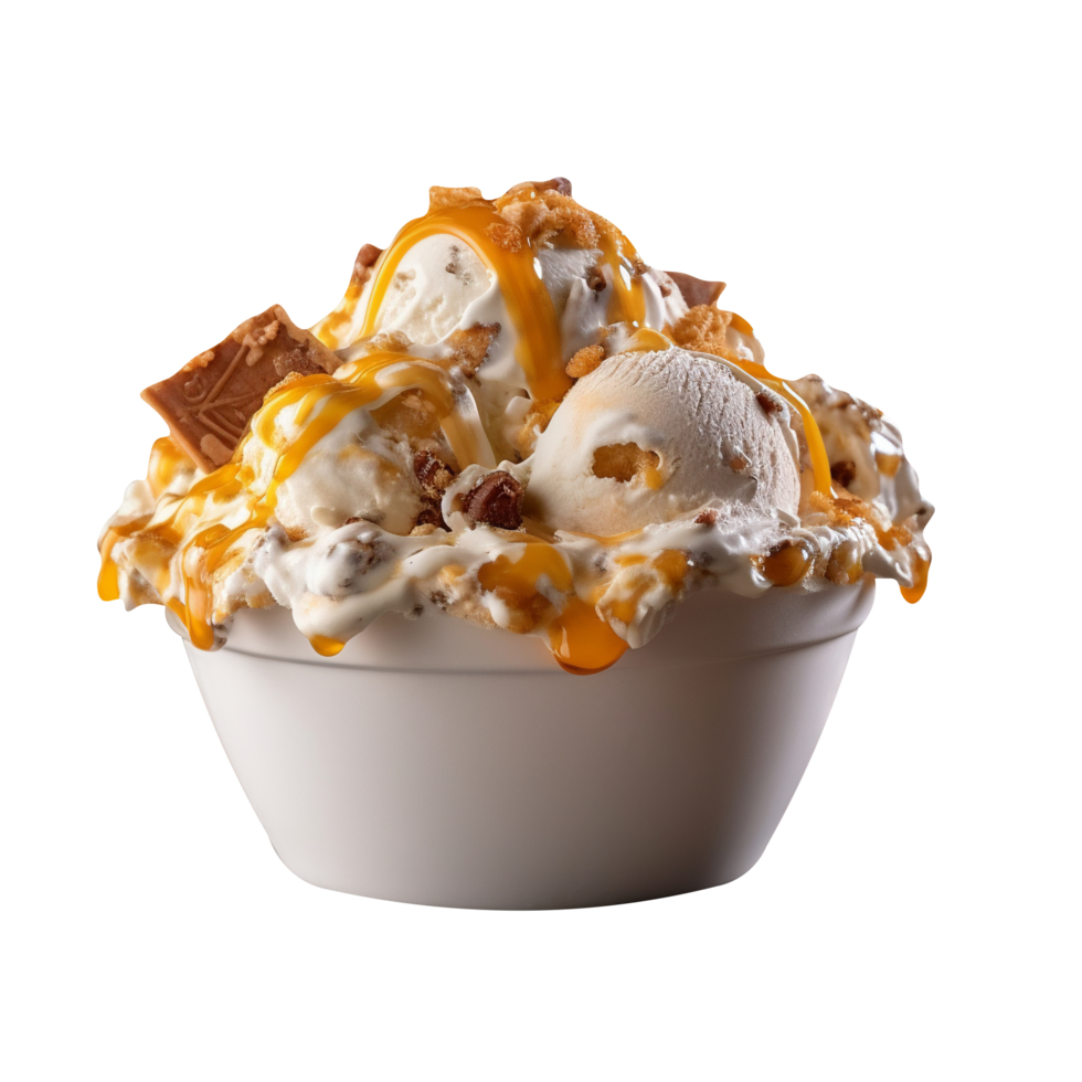 Tasty butter finger ice cream isolated on transparent background png