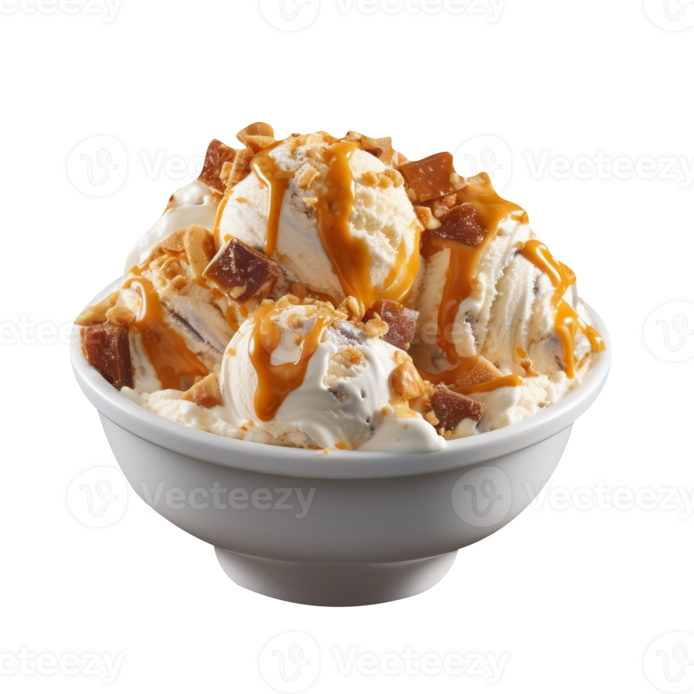 Tasty butter finger ice cream isolated on transparent background png