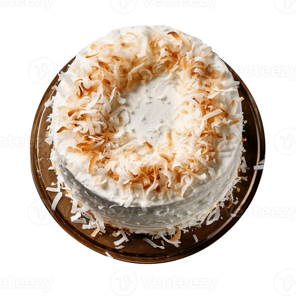 Tasty coconut cream cake isolated on transparent background png