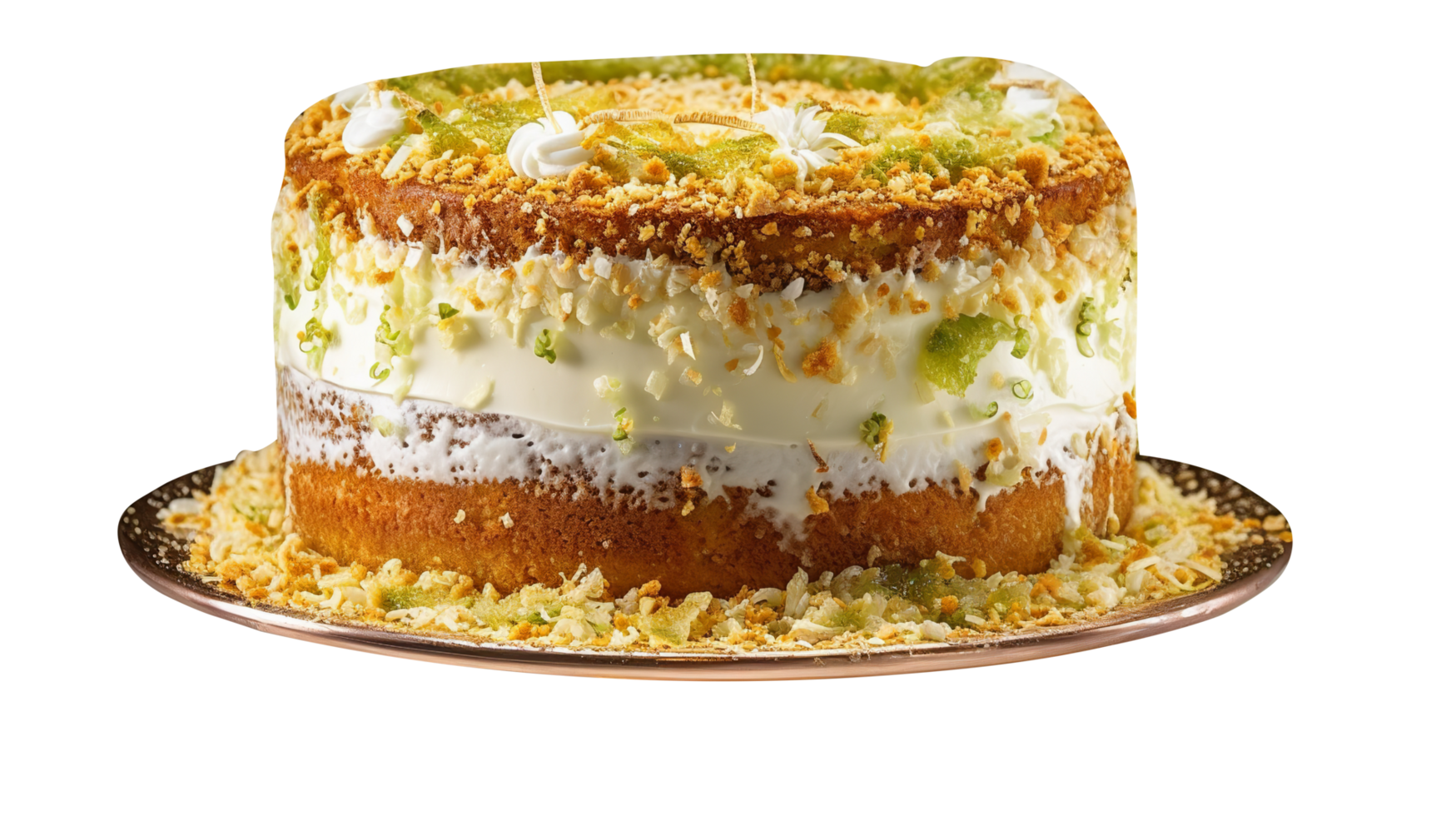 Delicious coconut lime cake on transparent background png