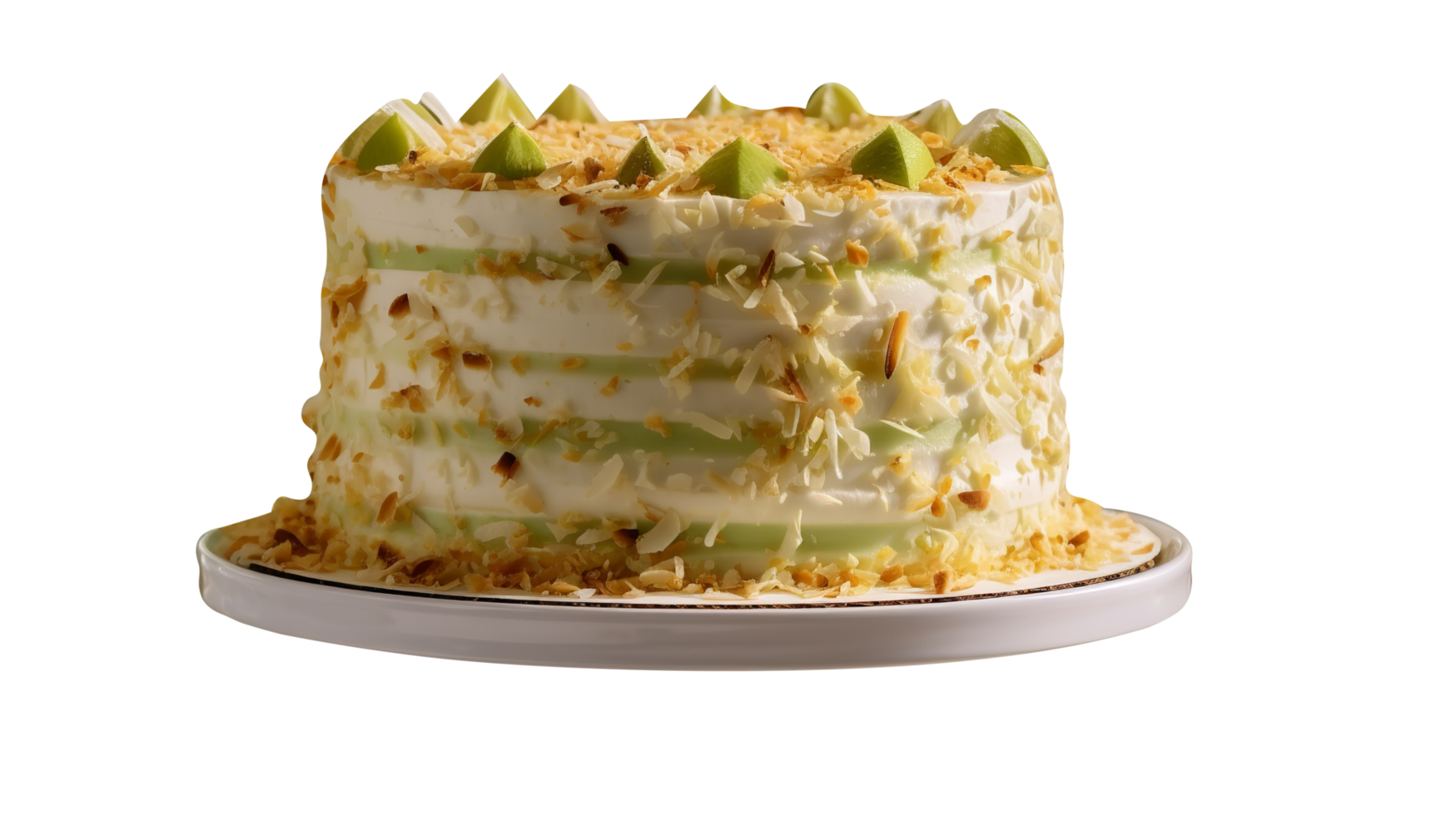 Delicious coconut lime cake on transparent background png