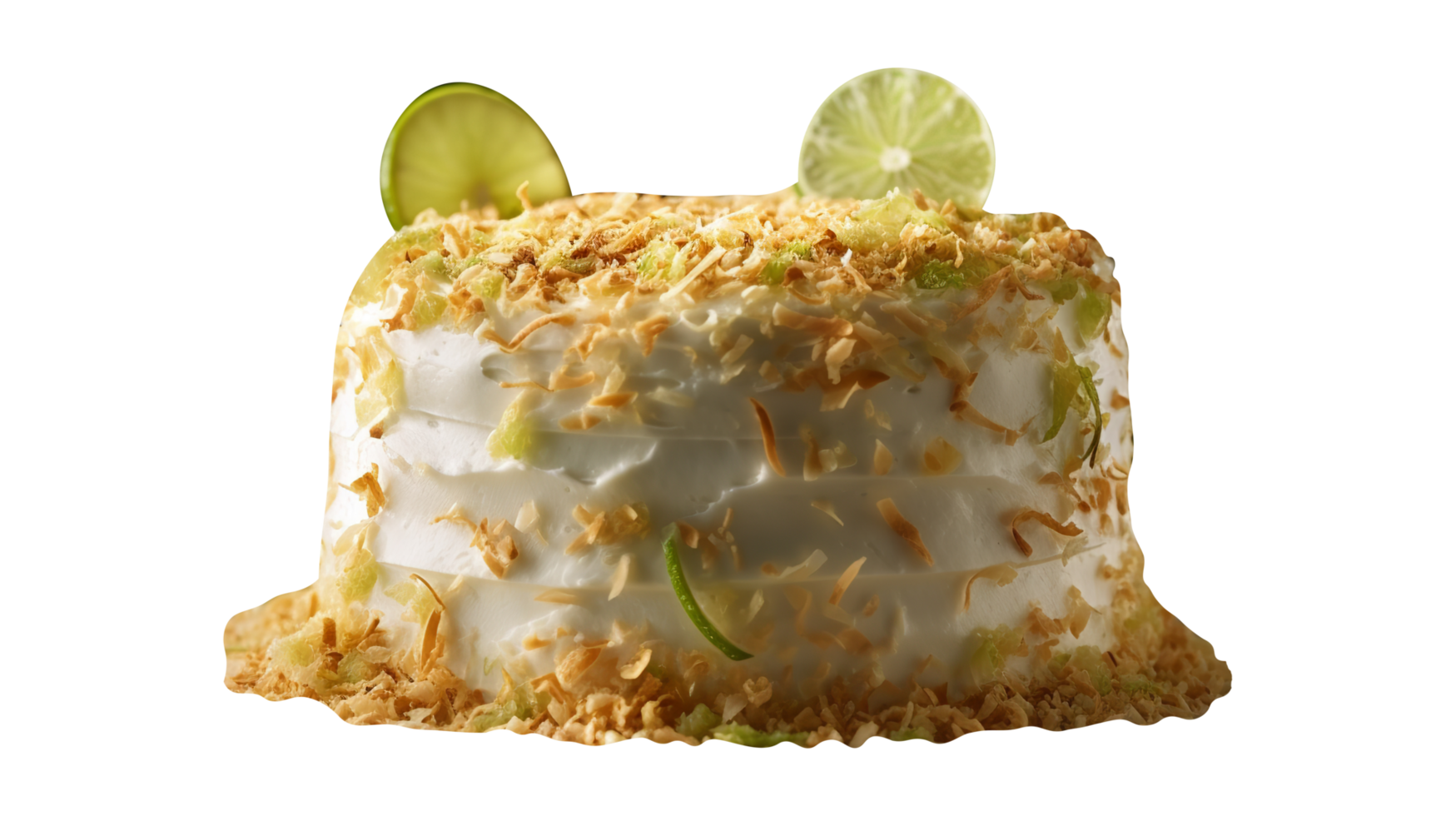 Delicious coconut lime cake on transparent background png