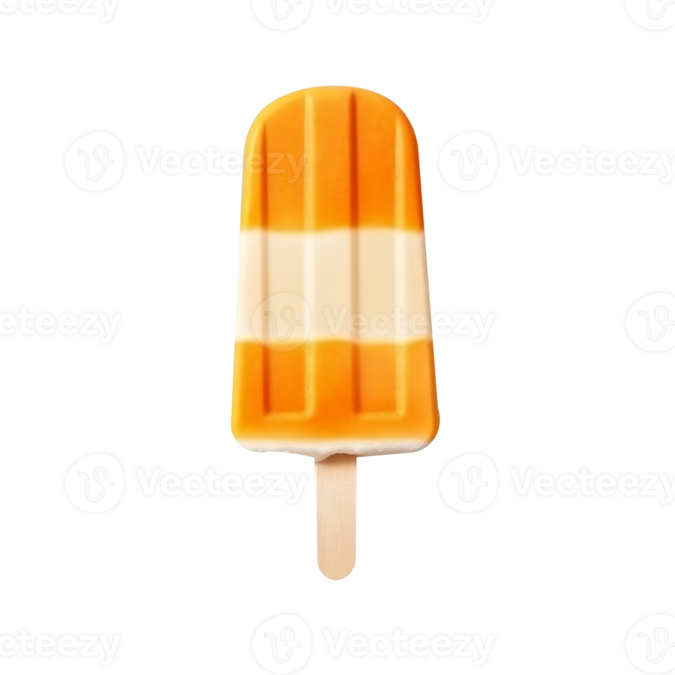 Frozen cream and orange popsicle isolated on transparent background png