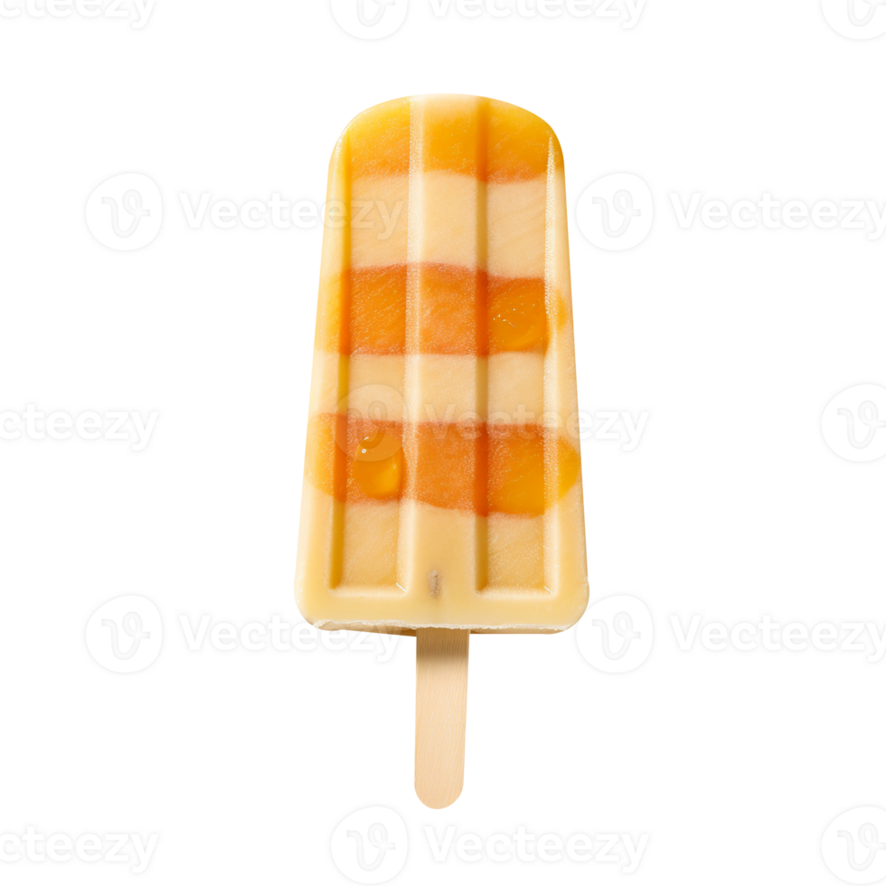 Frozen vanilla and orange popsicle isolated on transparent background png