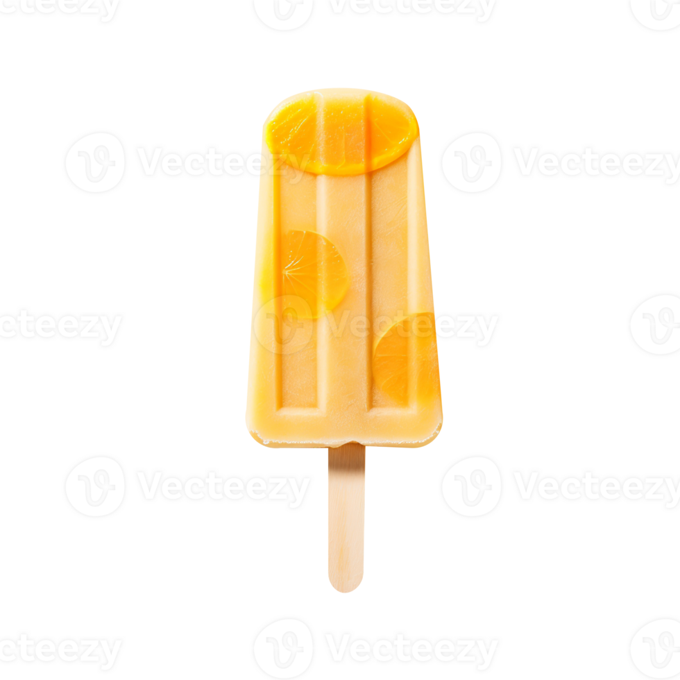 Frozen cream and orange popsicle isolated on transparent background png