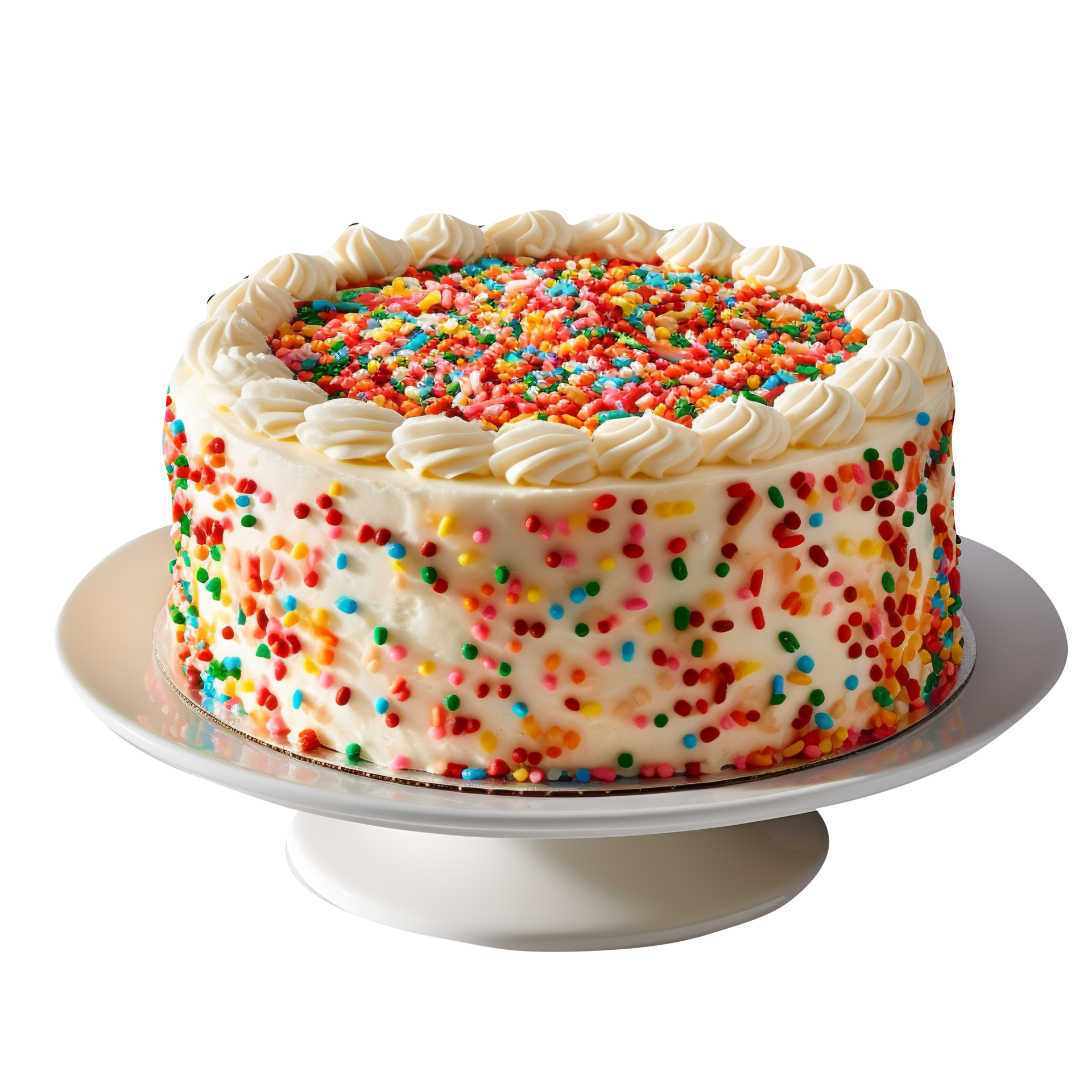 Delicious funfetti cake decorated with sprinkles on transparent ...