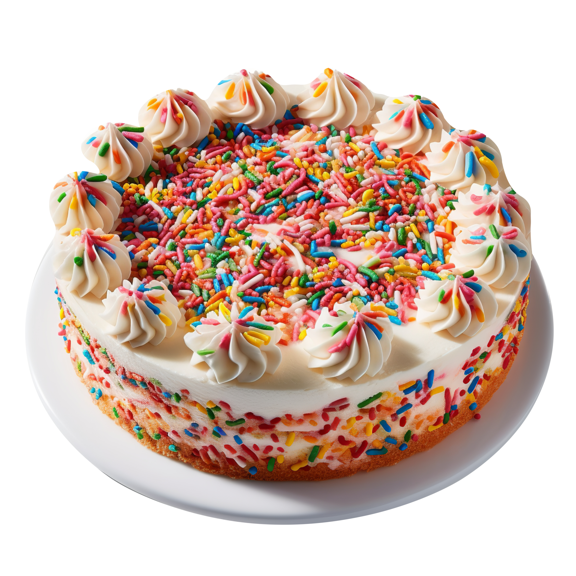 Delicious funfetti cake decorated with sprinkles on transparent ...