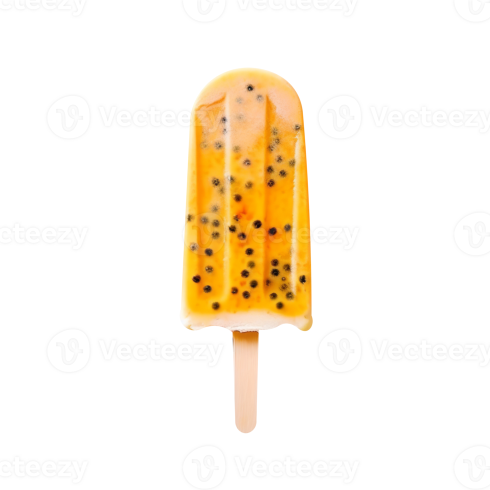 Frozen passion fruit popsicle isolated on transparent background png