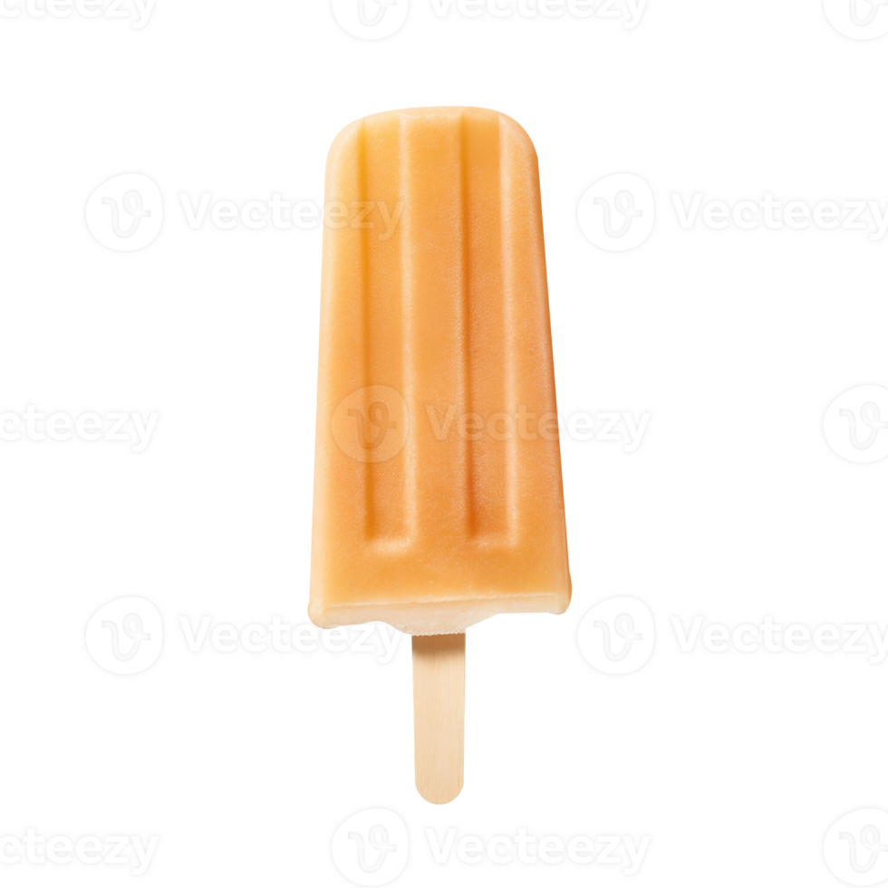 Frozen peach popsicle isolated on transparent background png