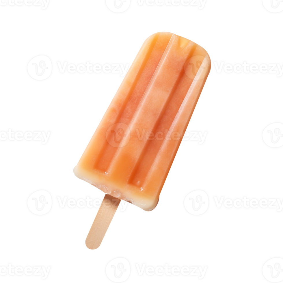 Frozen peach popsicle isolated on transparent background png