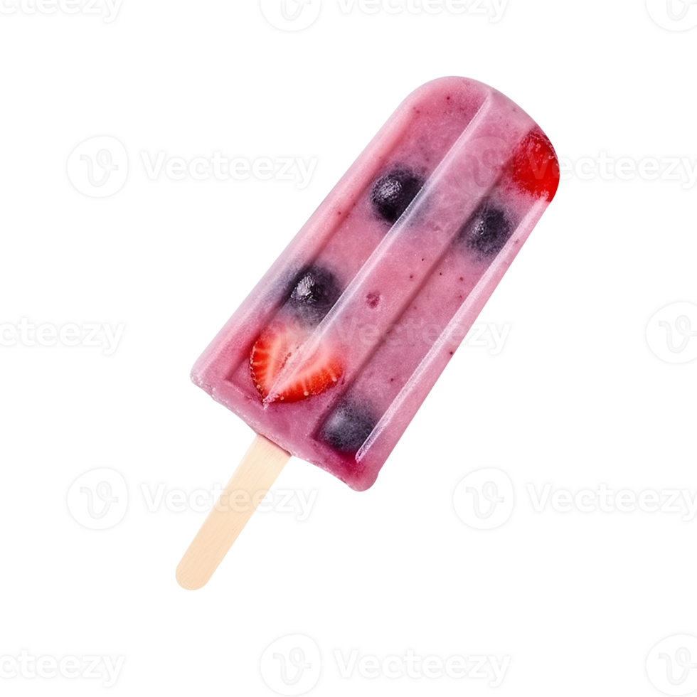 Frozen mixed berries popsicle isolated on transparent background png