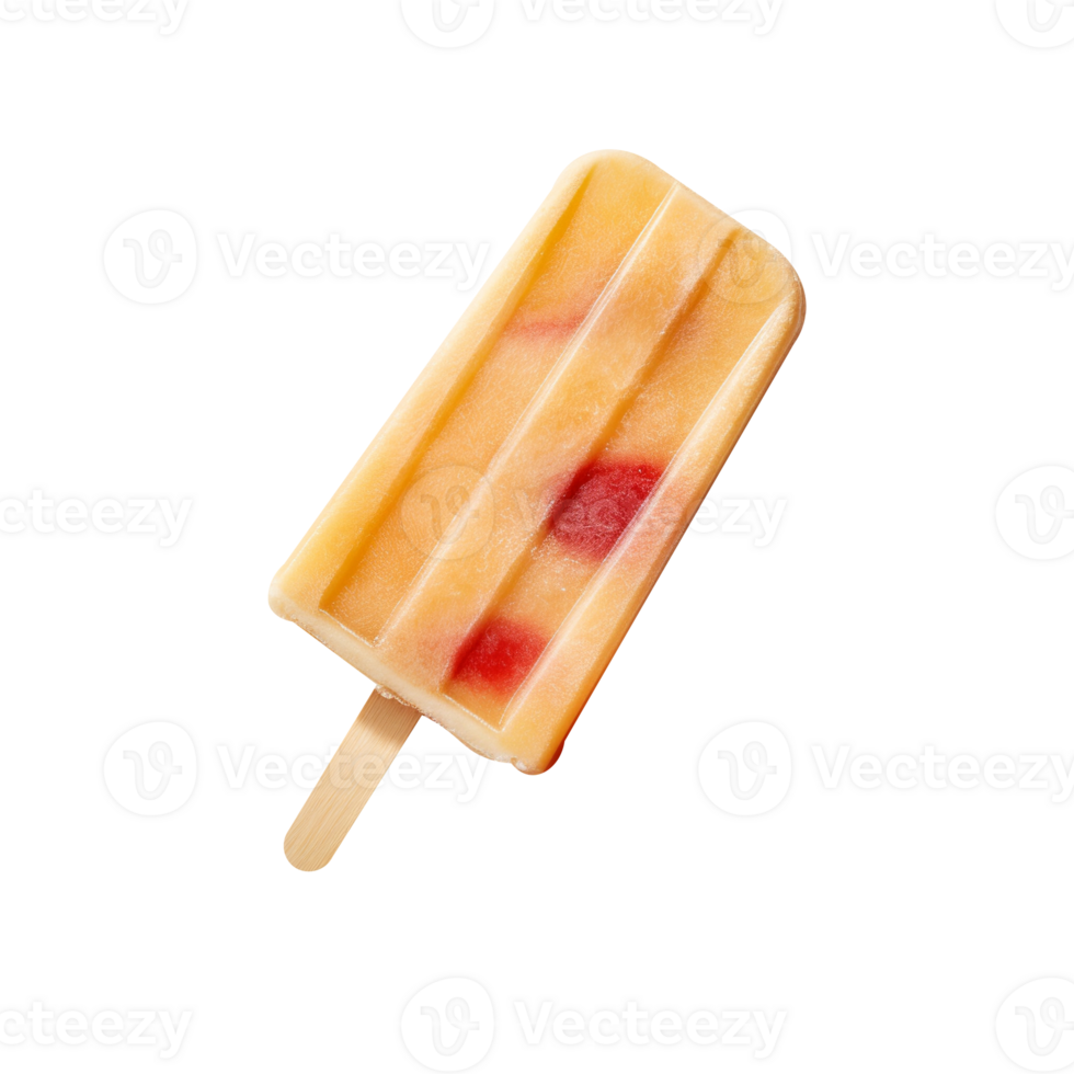 Frozen peach popsicle isolated on transparent background png
