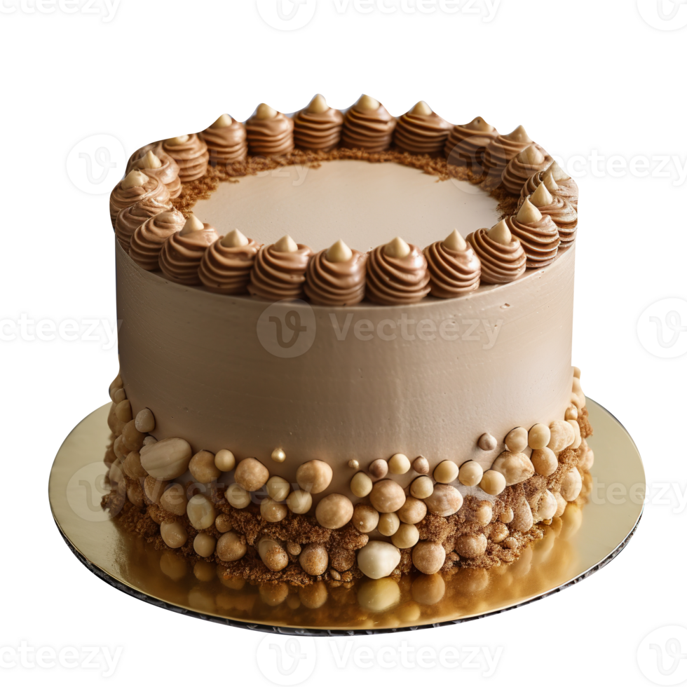 Delicious decorated hazelnuts cake isolated on transparent background png