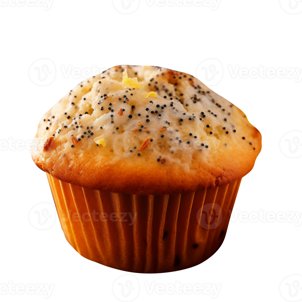 Delicious lemon poppy Muffin isolated on transparent background png