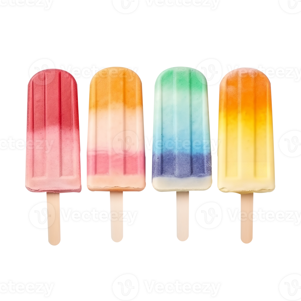 Frozen rainbow color popsicle isolated on transparent background png