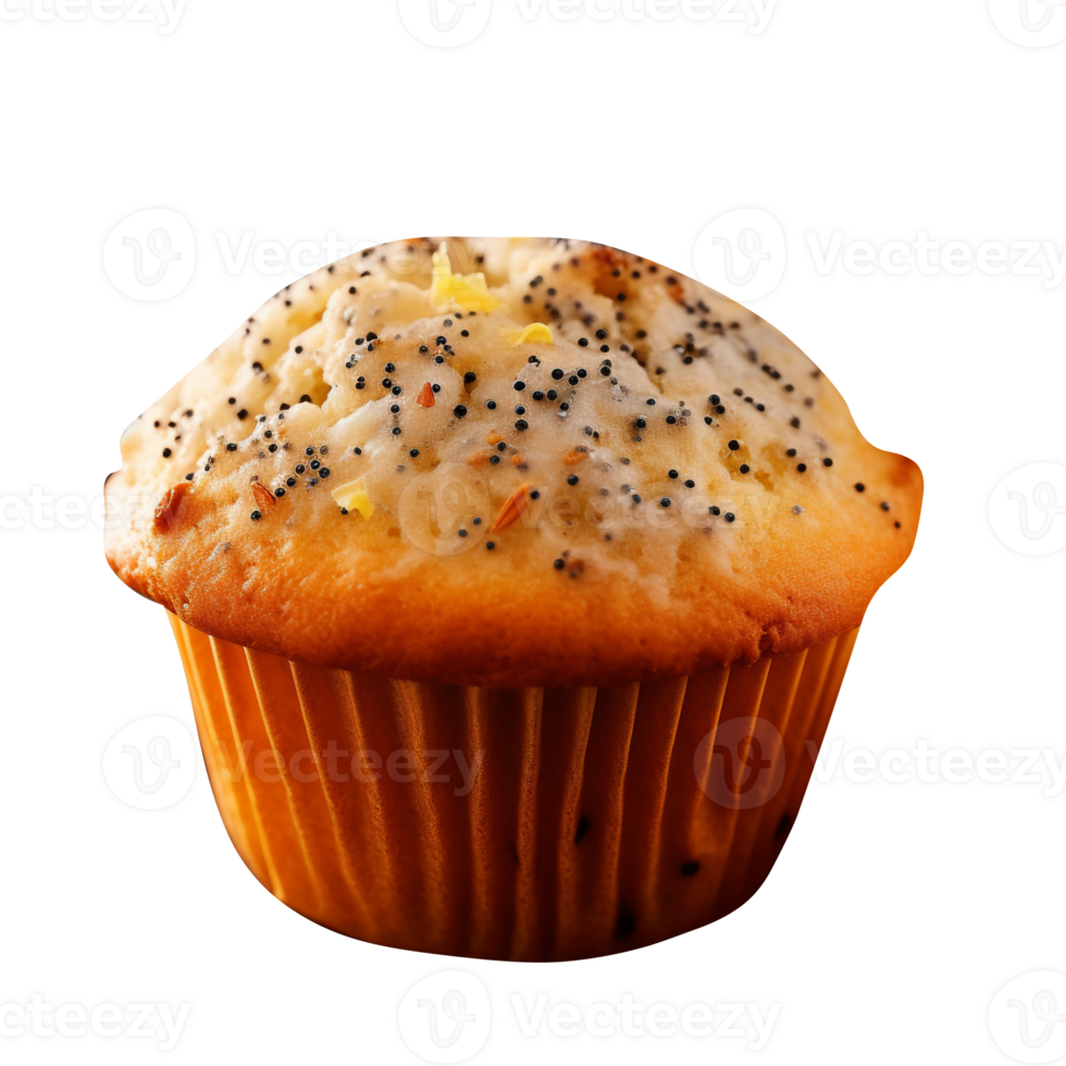 Delicious lemon poppy Muffin isolated on transparent background png