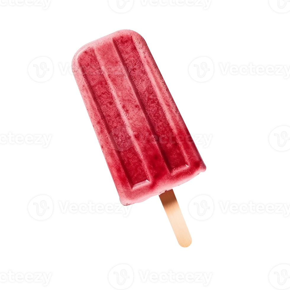 Frozen raspberry lemonade popsicle isolated on transparent background png