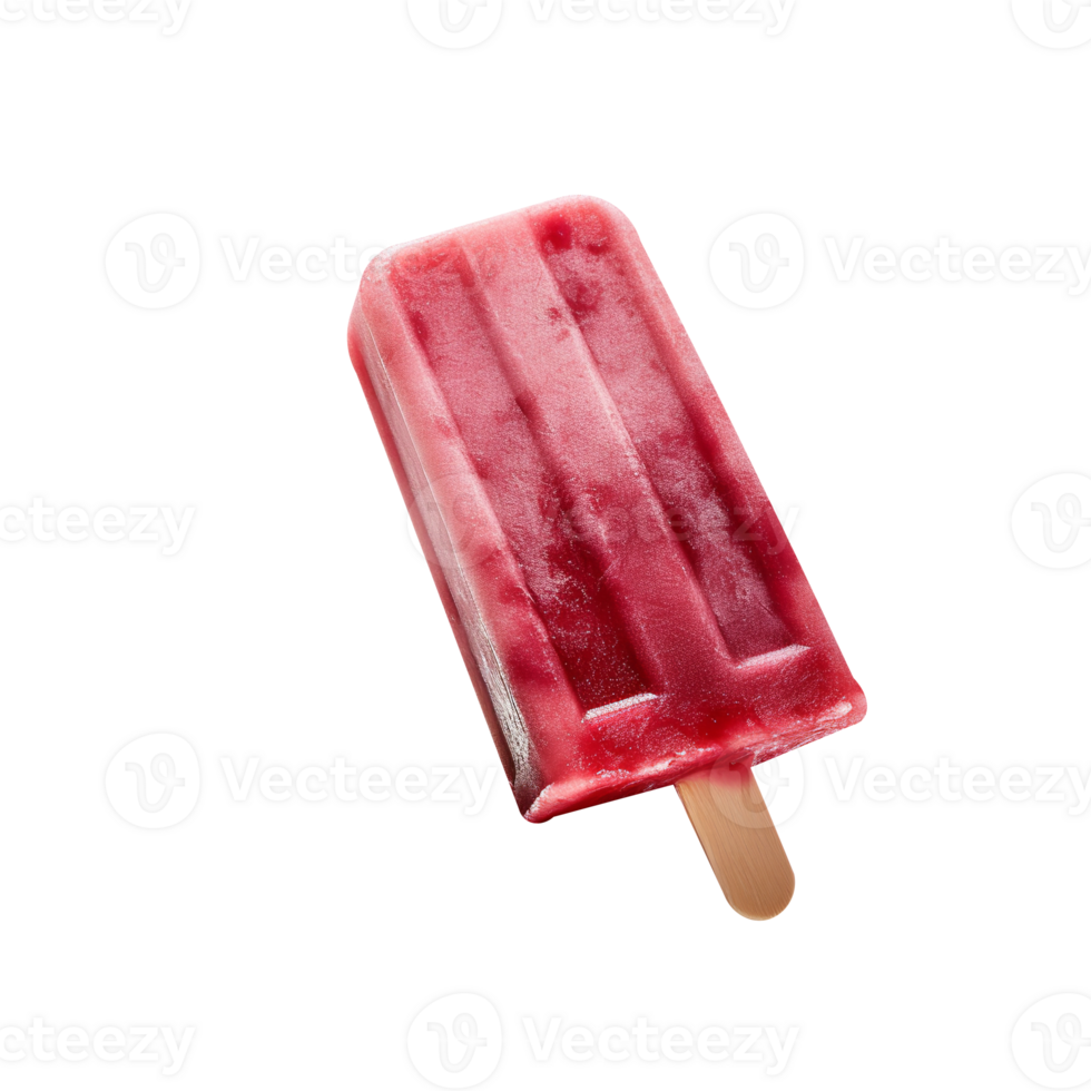 Frozen raspberry lemonade popsicle isolated on transparent background png