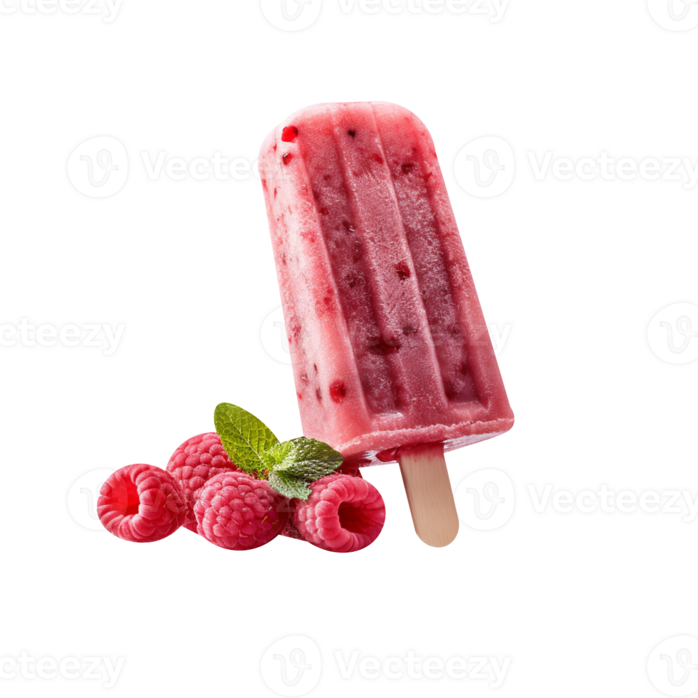Frozen raspberry popsicle isolated on transparent background png