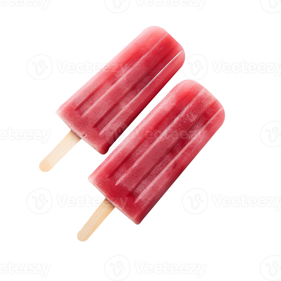 Frozen raspberry popsicle isolated on transparent background png