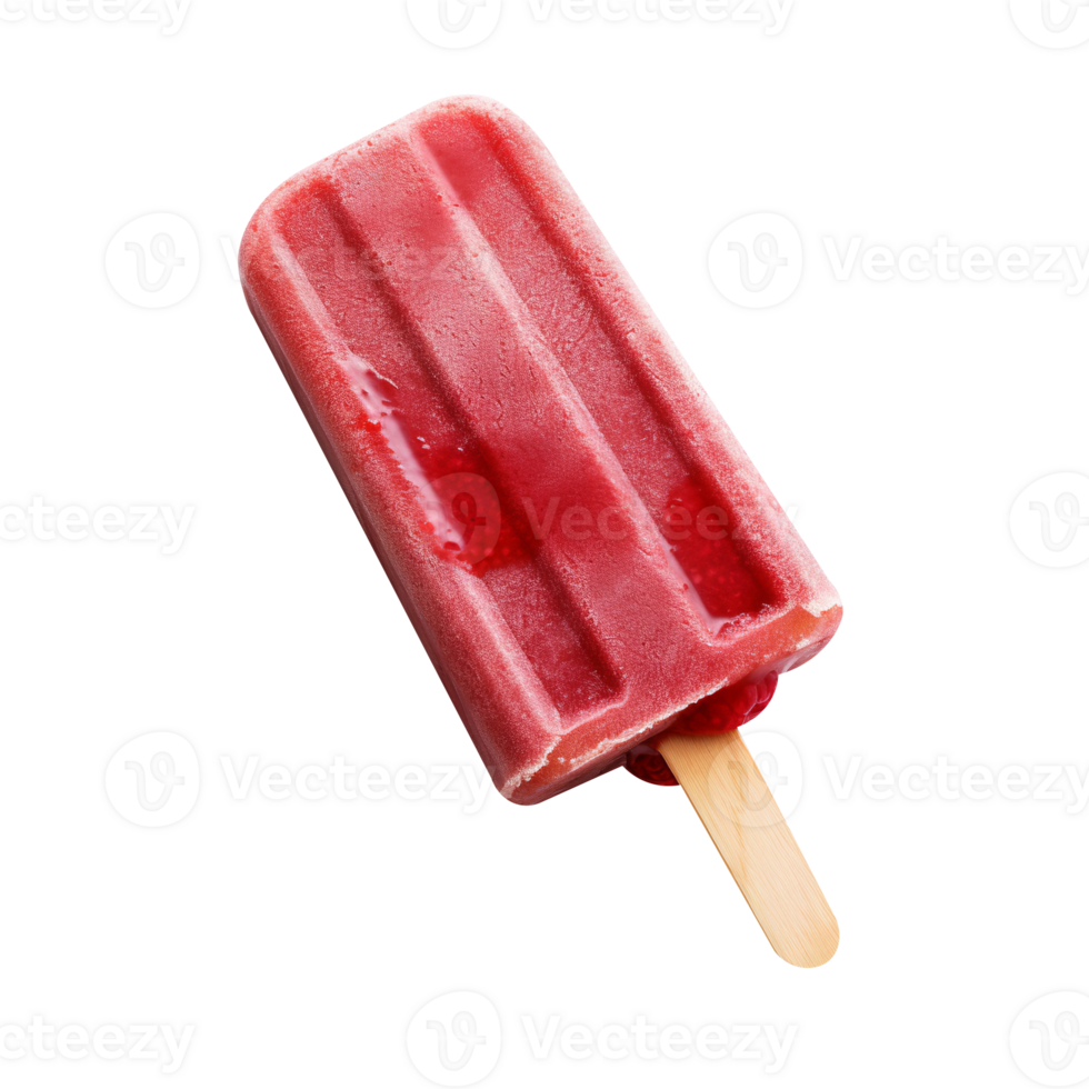 Frozen raspberry popsicle isolated on transparent background png