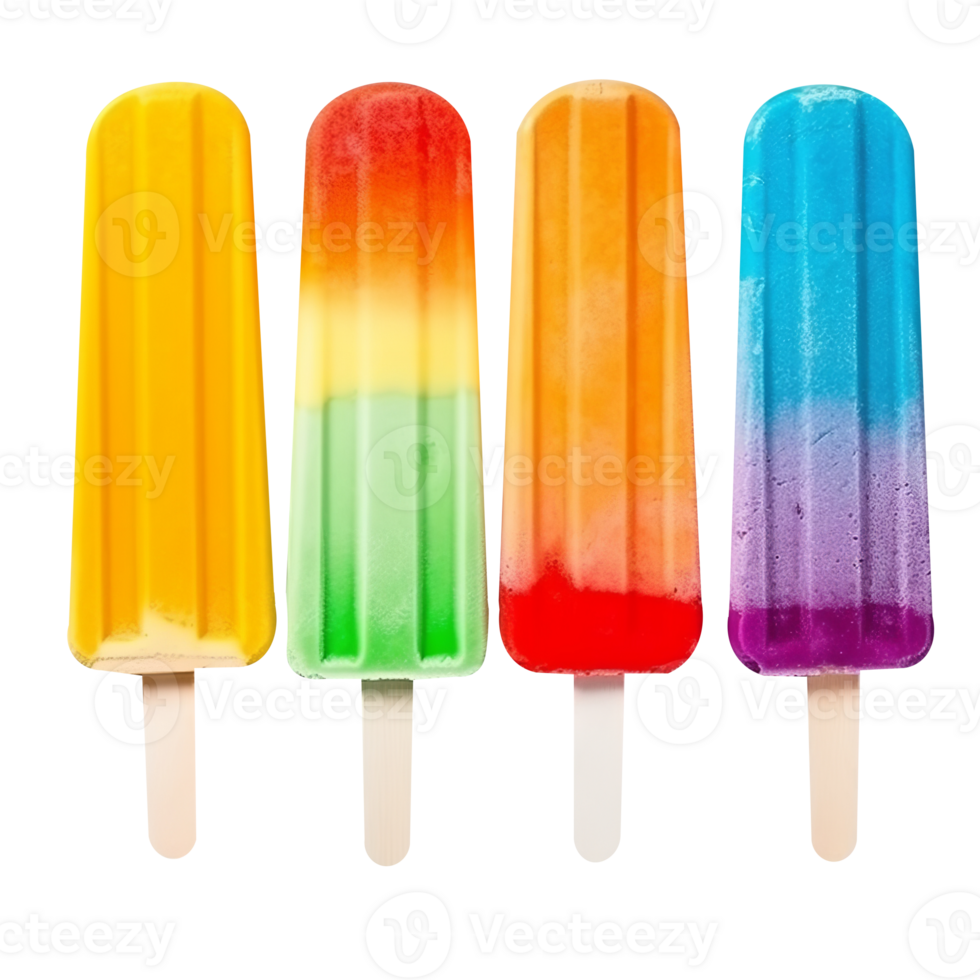 Frozen rainbow color popsicle isolated on transparent background png