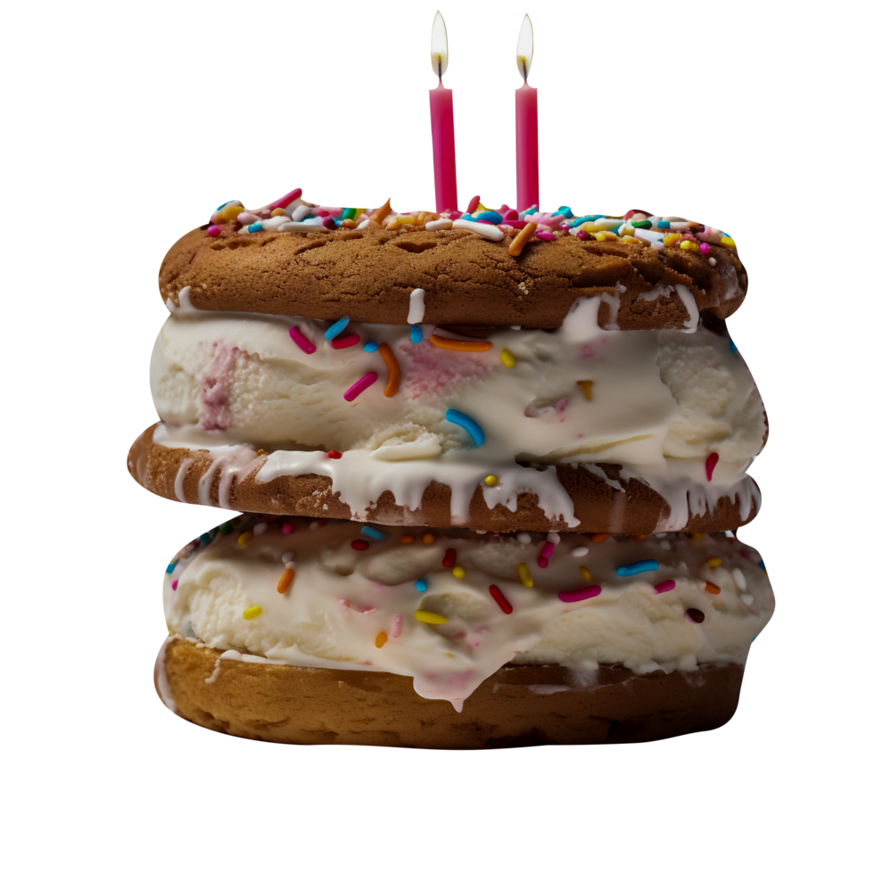 savoureux anniversaire la glace crème sandwich sur transparent Contexte png