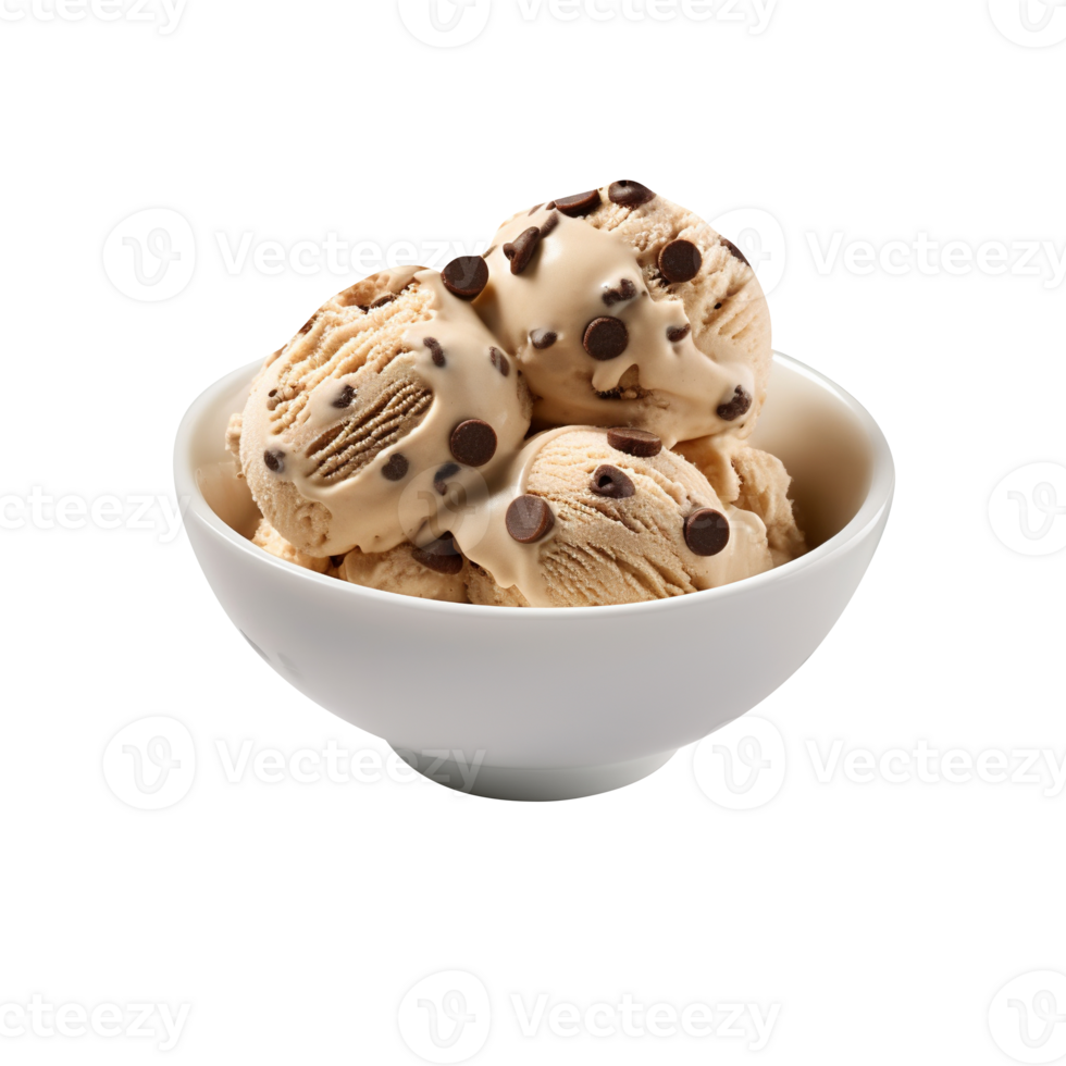 Tasty chocolate chip ice cream isolated on transparent background png
