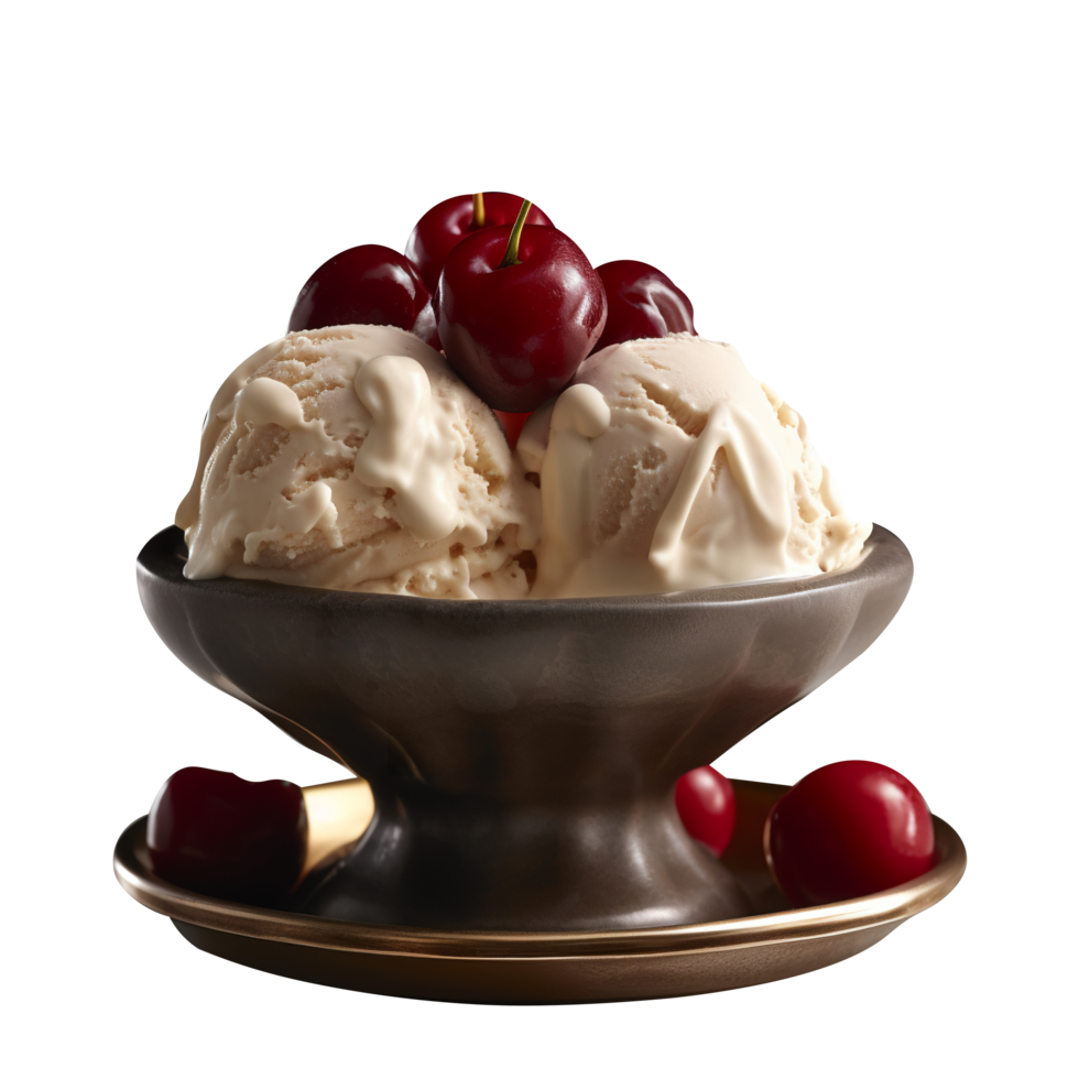 Tasty cherry ice cream isolated on transparent background png