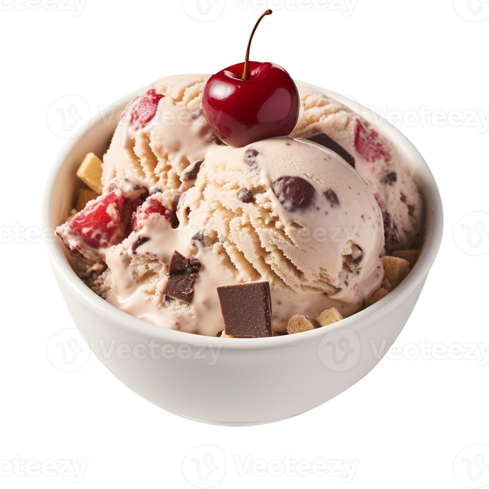 Tasty cherry ice cream isolated on transparent background png
