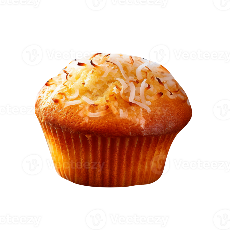 Tasty coconut muffin on png background