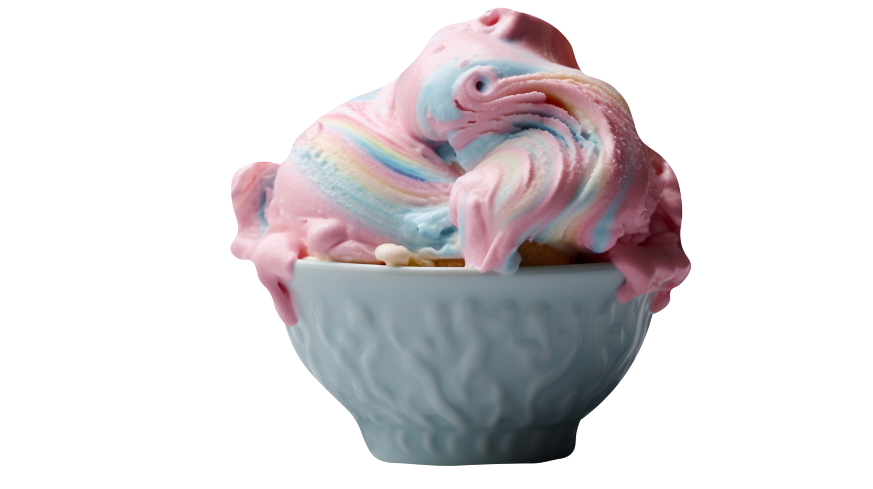 Tasty cotton candy ice cream isolated on transparent background png