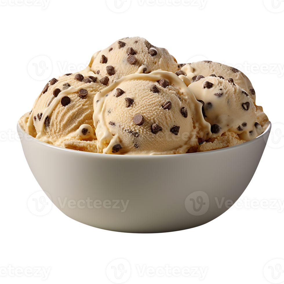 Tasty chocolate chip ice cream isolated on transparent background png