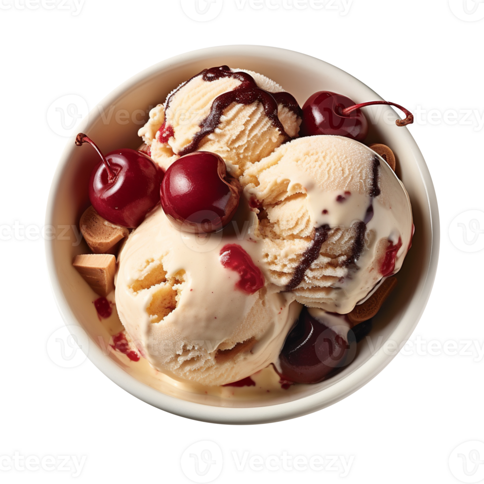 Tasty cherry ice cream isolated on transparent background png