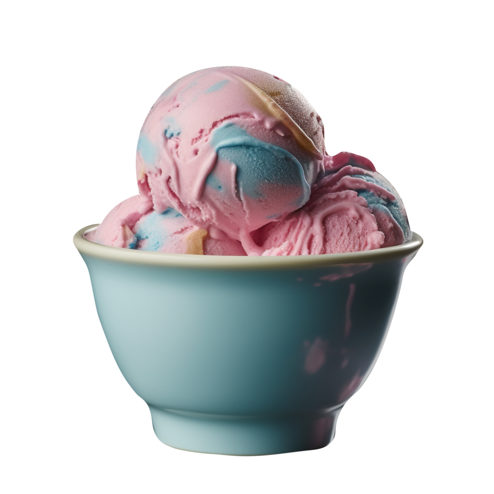 Tasty cotton candy ice cream isolated on transparent background