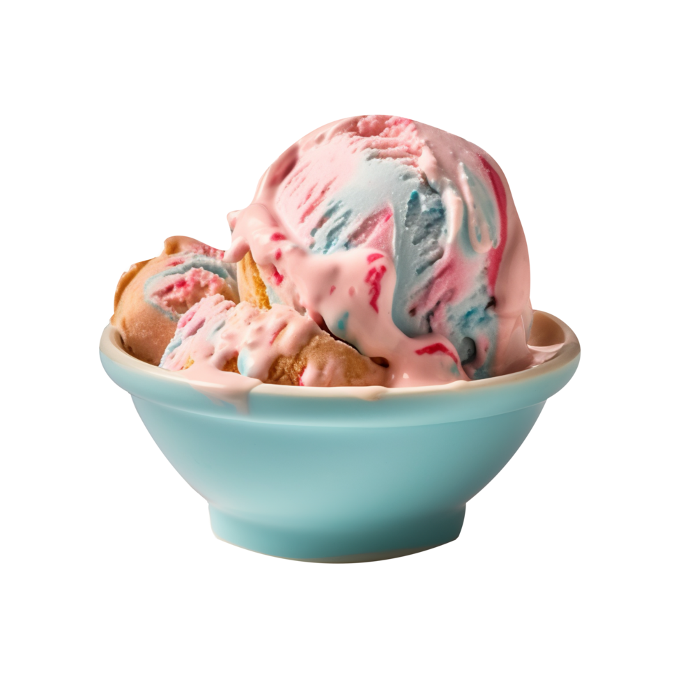 Tasty cotton candy ice cream isolated on transparent background