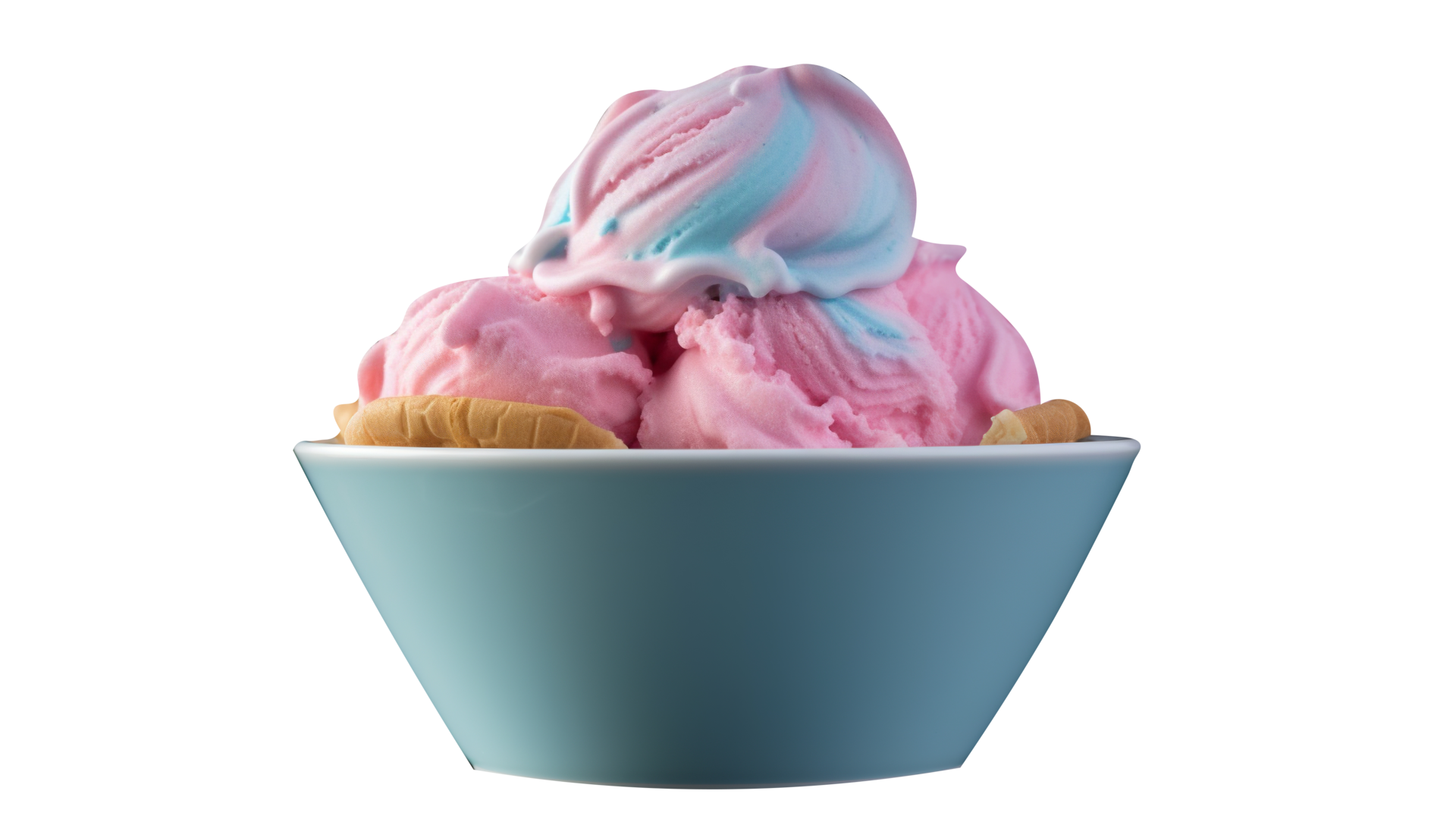 Tasty cotton candy ice cream isolated on transparent background