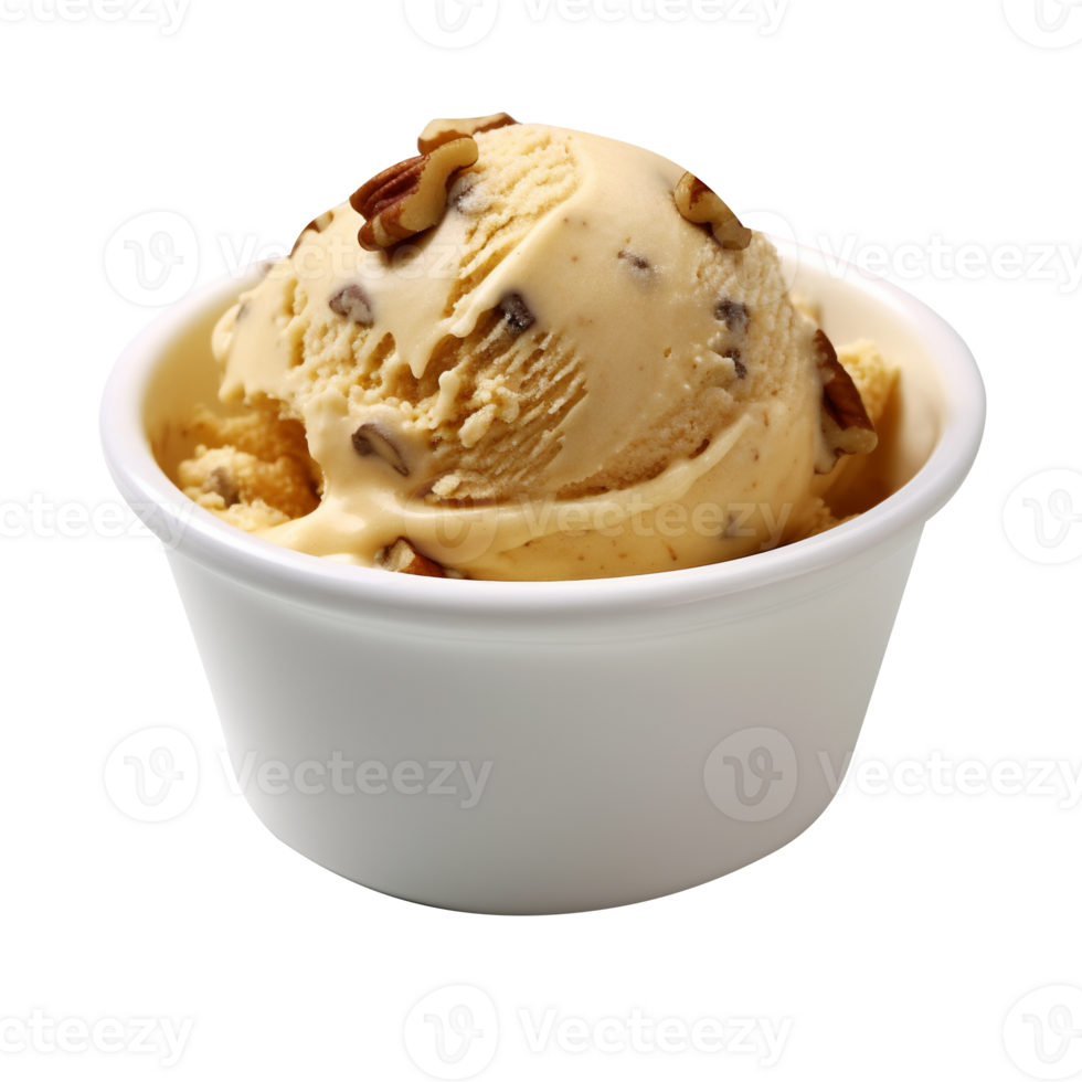 Tasty butter pecan ice cream isolated on transparent background png