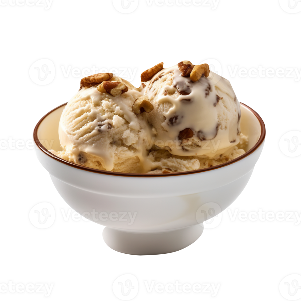Tasty butter pecan ice cream isolated on transparent background png