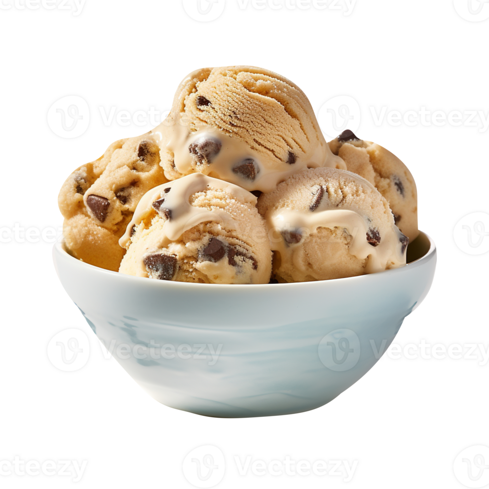 Tasty chocolate chip ice cream isolated on transparent background png