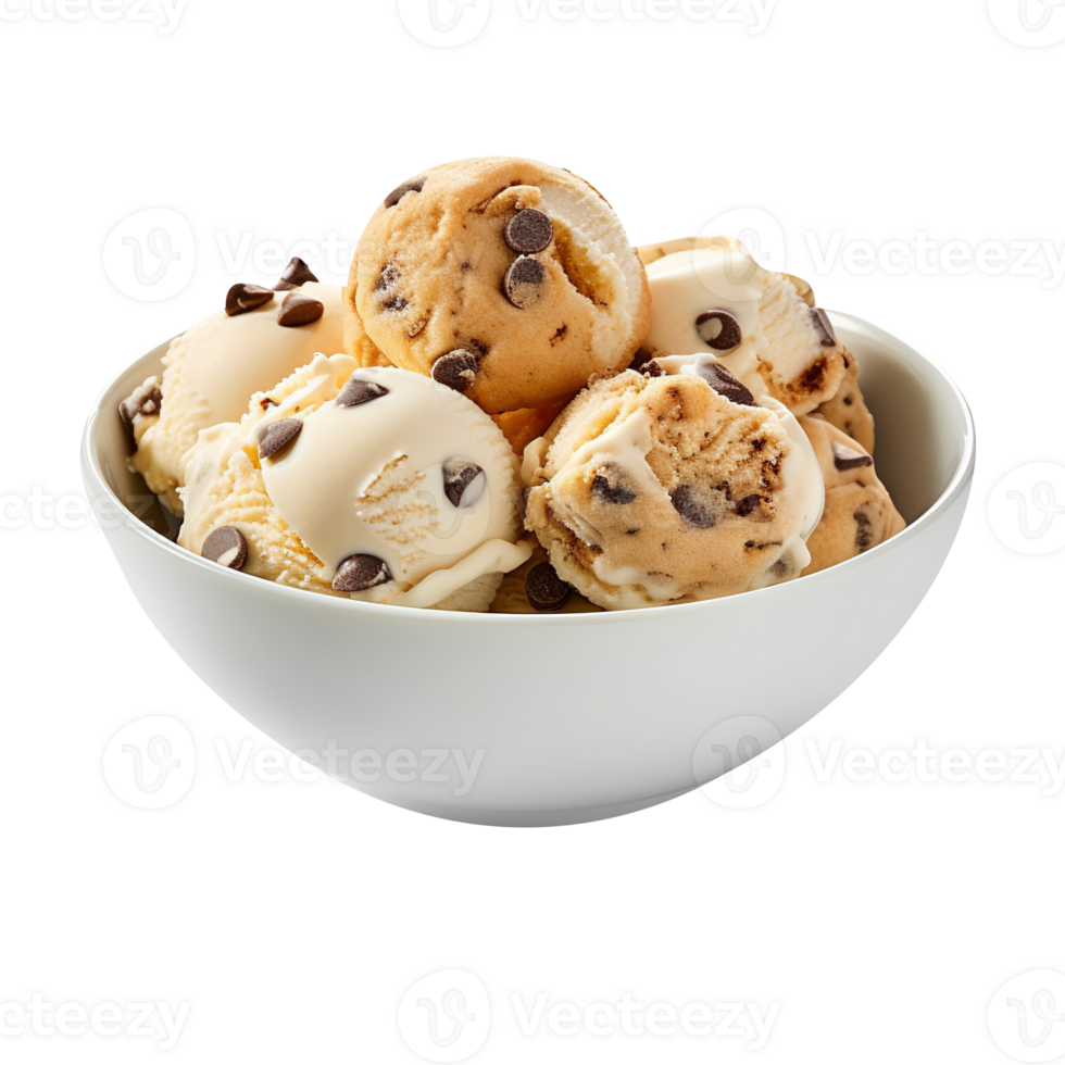 Tasty chocolate chip ice cream isolated on transparent background png