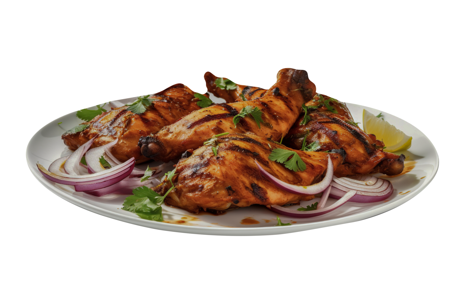 Tasty chicken tandoori isolated on png background