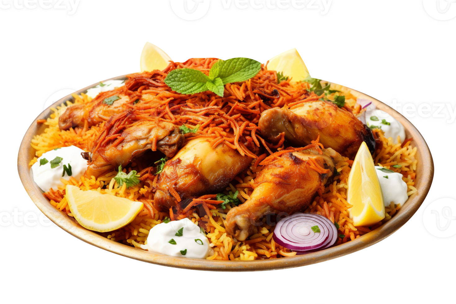 Delicious chicken biryani isolated on transparent background png