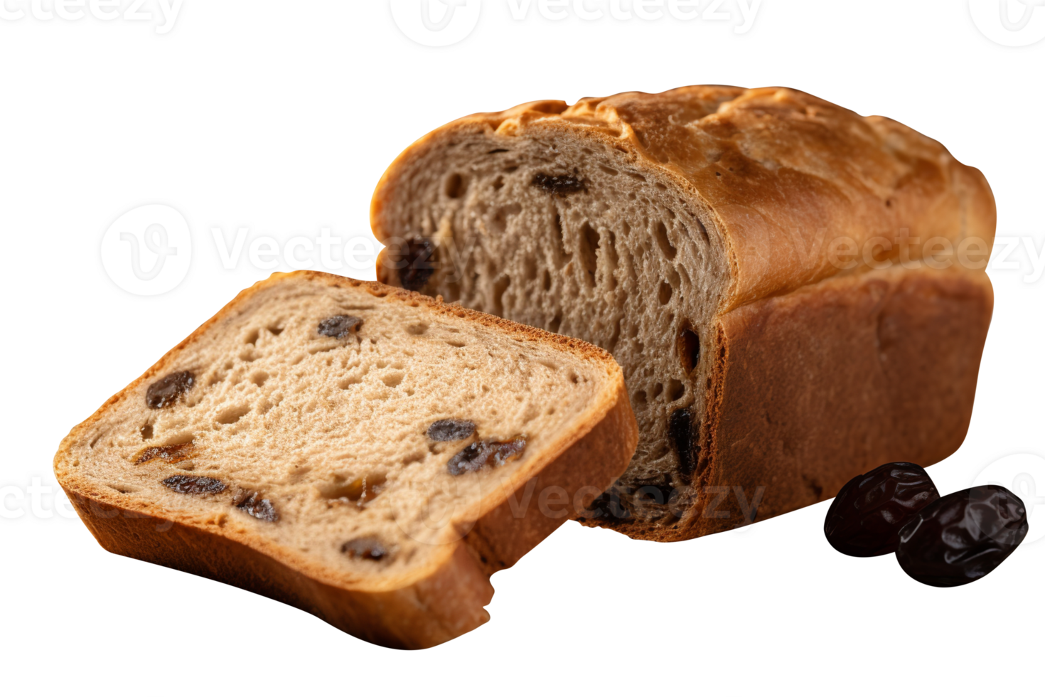 loaf of bread with slice on transparent background png