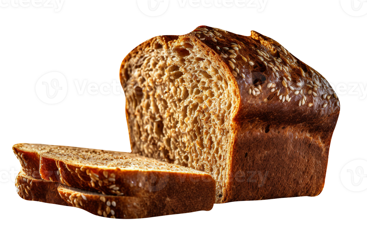 loaf of bread with slice on transparent background png