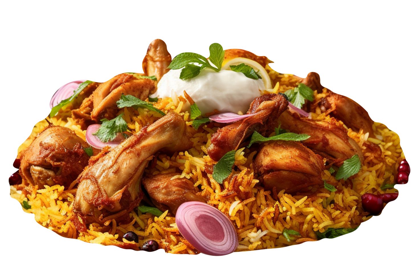 delicioso pollo Biryani aislado en transparente antecedentes png